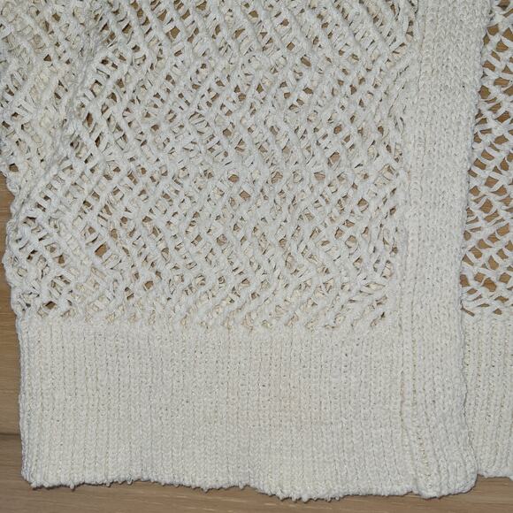 Tahari Open-Front Open-Knit Cardigan Relaxed Fit Size M Cream Coastal Minimalist - Picture 5 of 11